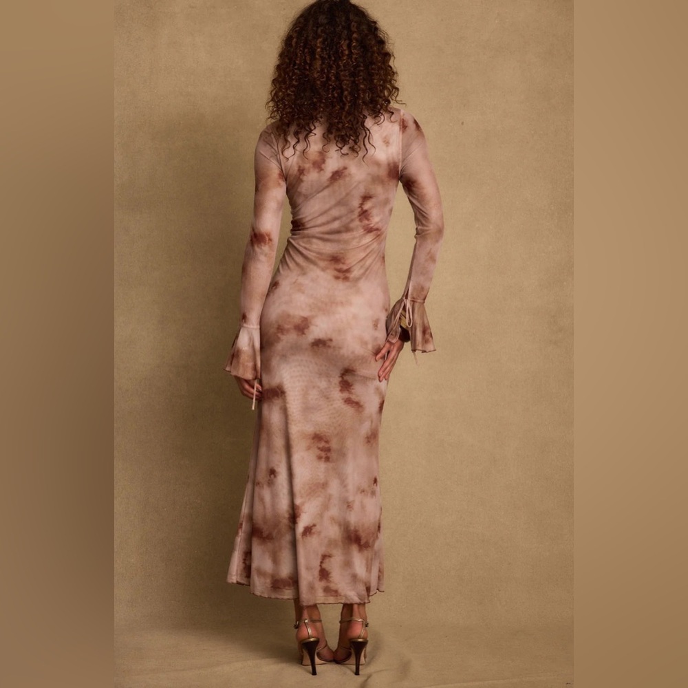 Odette Mocha Mesh Maxi Dress - 12th tribe size medium